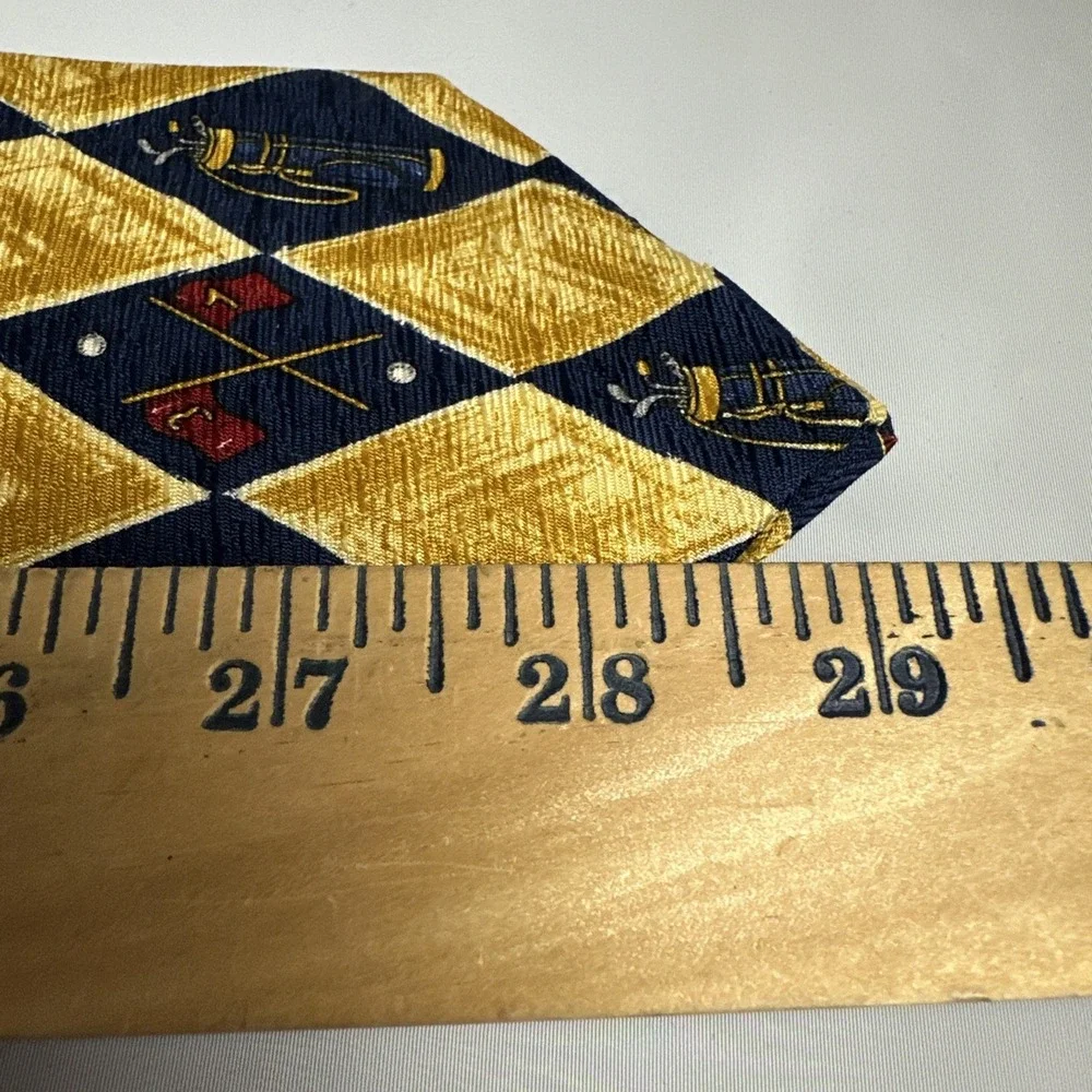 Vintage Jack Nicklaus Golf Novelty Silk Tie Argyle Country Club Preppy Golfer